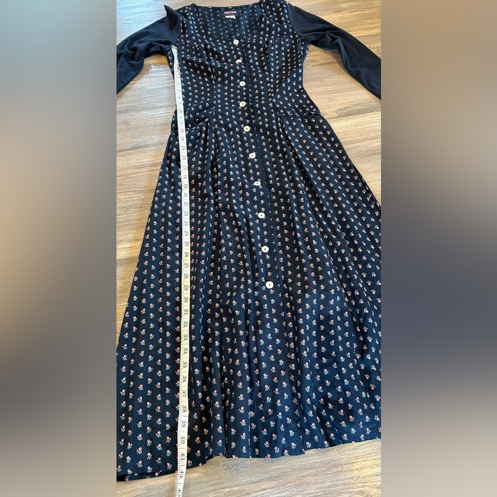 Womens Guess Navy Prairie Maxi Floral Dress Sz 5 Charming Romantic Cottagecore - Picture 12 of 12